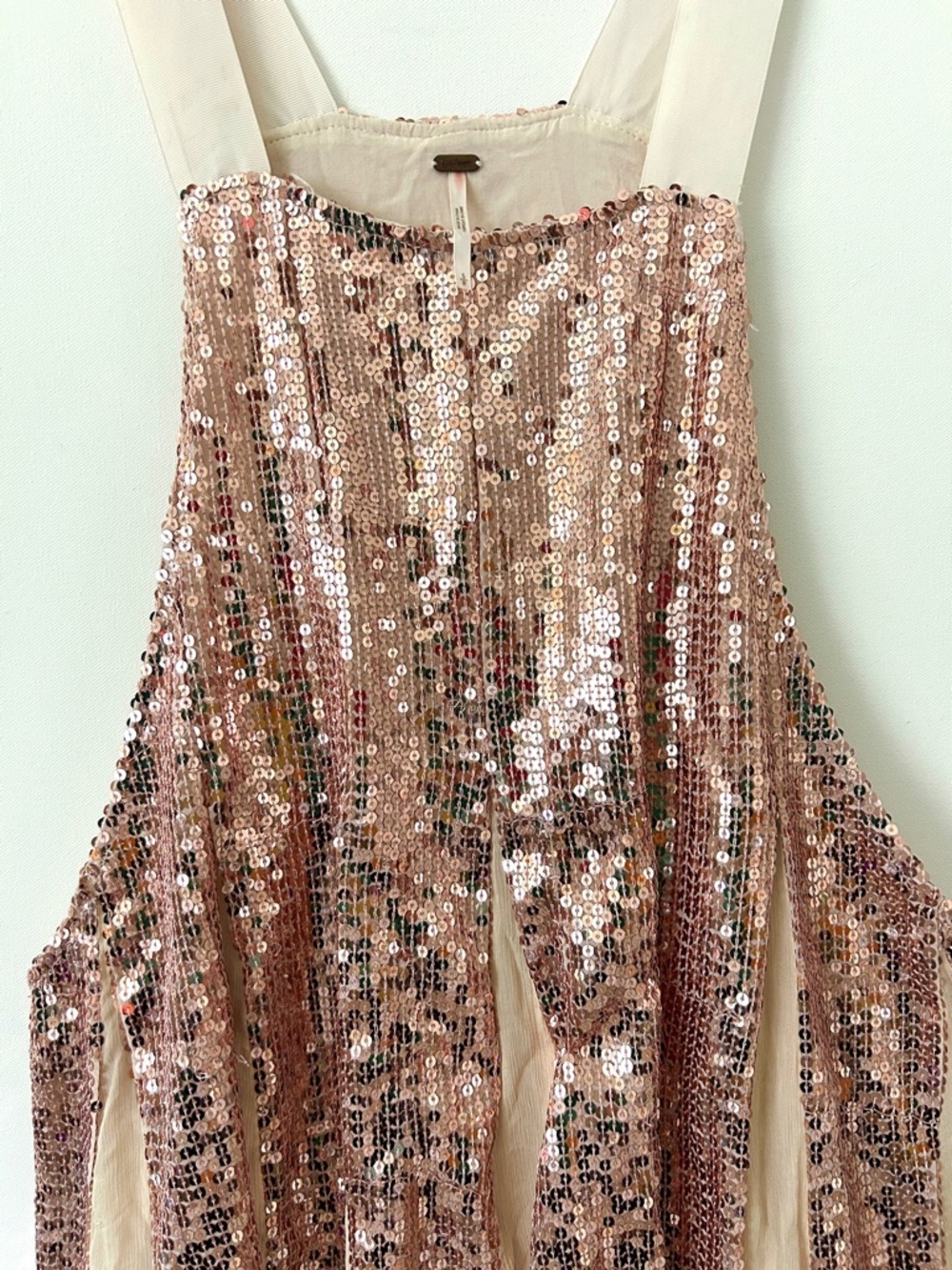 Free People Shimmering Lines Clay Punk Sequin Mini Dress Festival Size Small - Picture 5 of 15